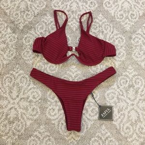 COPY - Zaful red underwire striped bikini set NWT